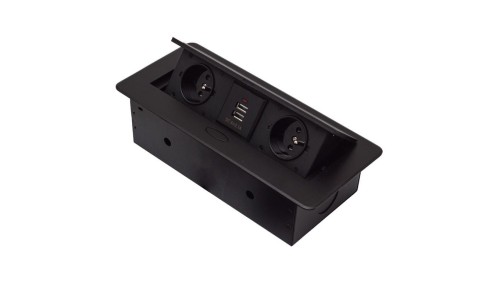 GNIAZDO CHOWANE W BLAT NABLATOWE + 2 USB GNIAZDKO GB2PL+2-BLACK
