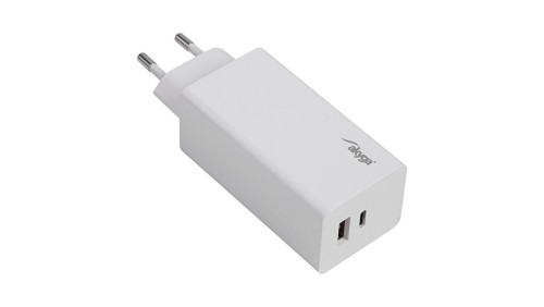 Ładowarka sieciowa Akyga AK-CH-20 100W USB-C USB-A PD GaN 5-20V / 1.5-5A biała