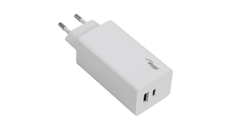 Ładowarka sieciowa Akyga AK-CH-20 100W USB-C USB-A PD GaN 5-20V / 1.5-5A biała