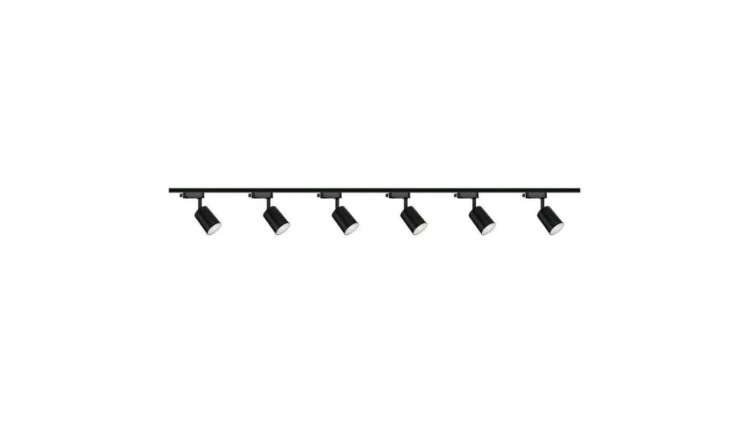 Zestaw 6x lampa SIENA ALU Track 3F czarna z żarówką led gu10 PHILIPS 5W ciepła biała + szynoprzewód 2 x 2m kolor czarny