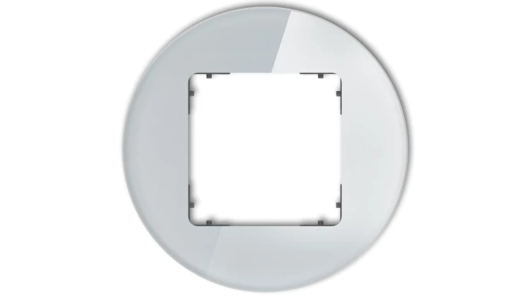 ICON Ramka uniwersalna pojedyncza okrągła - efekt szkła (ramka: szara spód: grafitowy mat) 15-28-IRSO-1