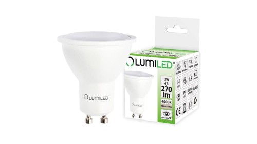 Żarówka LED GU10 3W = 30W 270lm 4000K Neutralna 120 LUMILED
