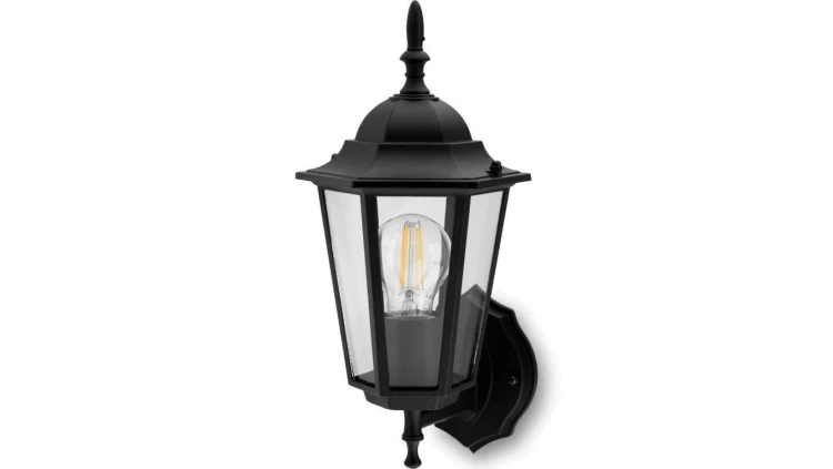 Kinkiet Ogrodowy Elewacyjny Zewnętrzny E27 LATARNIA do GÓRY Czarna BELLIS LUMILED
