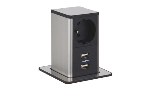 POP UP gniazdo B/I 1xUTE ład.USB A/A 12W przew. 2m z wtyczką czarny 8041