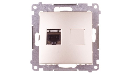 Simon 54 Gniazdo komputerowe pojedyncze RJ45 kat.6 ekranowane z przesłoną złoty mat D61E.01/44