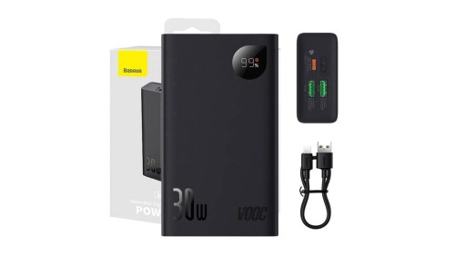 Powerbank Baseus Adaman 2, 20000mAh, 30W, 3xUSB, USB-C (czarny)