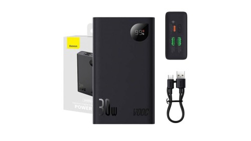 Powerbank Baseus Adaman 2, 20000mAh, 30W, 3xUSB, USB-C (czarny)