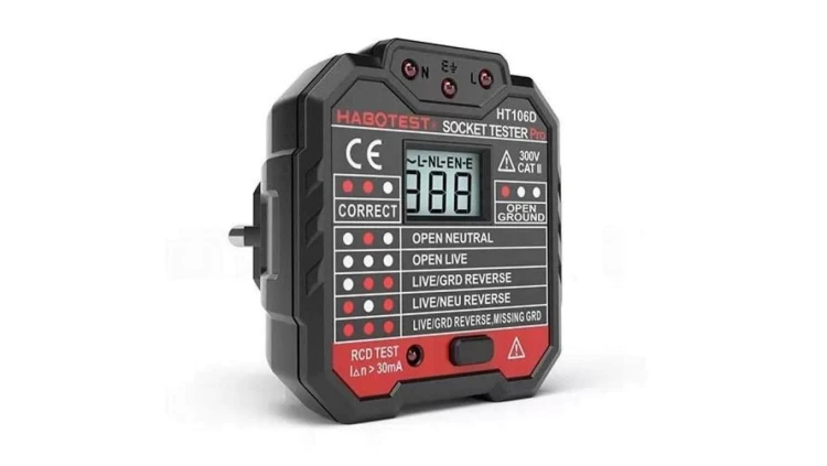 Tester gniazd z wyświetlaczem cyfrowym Habotest HT106D