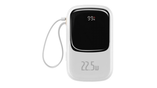 Powerbank Baseus Qpow PRO z kablem USB-C, USB-C, USB, 20000mAh, 22.5W (biały)