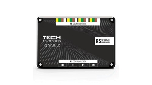 TECH RS-8 - Rozdzielacz RS 1x wyjście do sterownika głównego 4x wyjście komunikacji RS łączki 4x wyjście komunikacji gniazdo RS