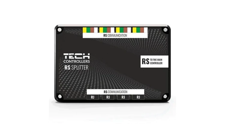 TECH RS-8 - Rozdzielacz RS 1x wyjście do sterownika głównego 4x wyjście komunikacji RS łączki 4x wyjście komunikacji gniazdo RS