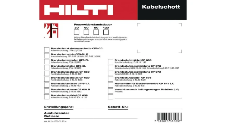 Naklejka identyfikacyjna, oznaczenie zabezpieczeń ogniochronnych QR (2000) mały