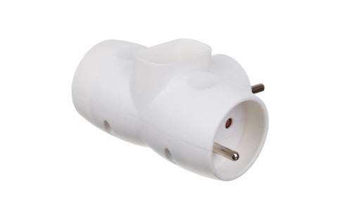 Rozgałęźnik 3-gniazdowy - 2x2P+Z, 1x2P-euro, uziemienie, biały / 34004