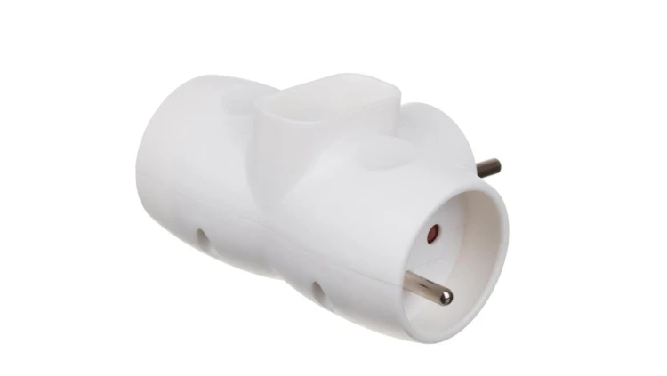 Rozgałęźnik 3-gniazdowy - 2x2P+Z, 1x2P-euro, uziemienie, biały / 34004