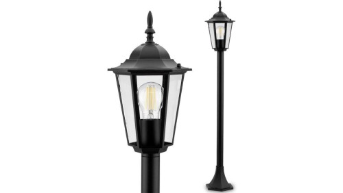 Lampa Ogrodowa Zewnętrzna E27 SŁUPEK LATARNIA 1m Czarna BELLIS LUMILED