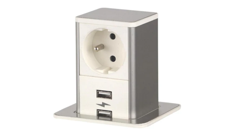 POP UP gniazdo W/I 1xUTE ład. USB A/A 12W przewód 2m z wtyczką czarny 8047