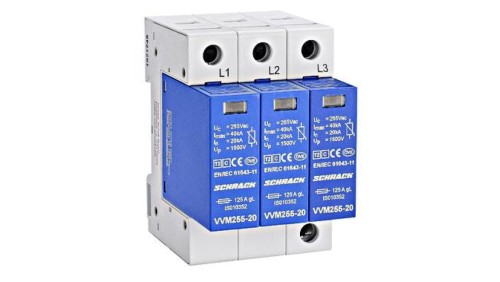 Vartec Typ T2, 255V /20kA TN-C zestaw z podstawkami, 3+0