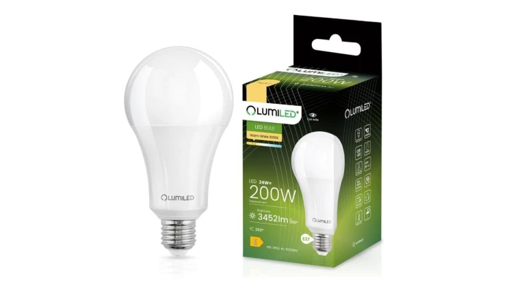Żarówka LED E27 A80 24W = 200W 3452lm 3000K Ciepła 260 CCD LUMILED
