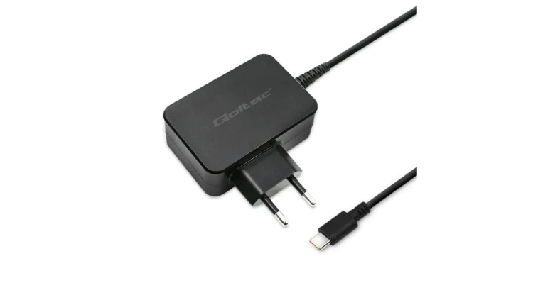 Qoltec Ładowarka sieciowa 65W 5-20V 3-3.25A USB typ C PD Czarna