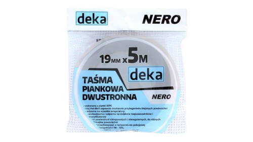 TAŚMA DWUSTRONNA PIANKOWA NERO CZARNA 19MM*5M