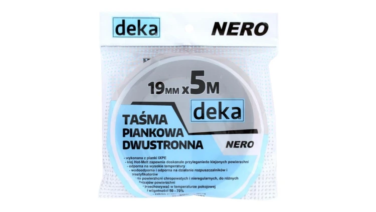 TAŚMA DWUSTRONNA PIANKOWA NERO CZARNA 19MM*5M