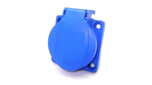 Gniazdo z uziemieniem 38x38mm 230V tablicowe IP54 niebieskie
