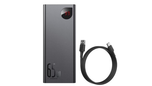 Powerbank Baseus Adaman Metal 20000mAh, PD, QC 3.0, 65W, 2xUSB + USB-C + micro USB, (czarny)