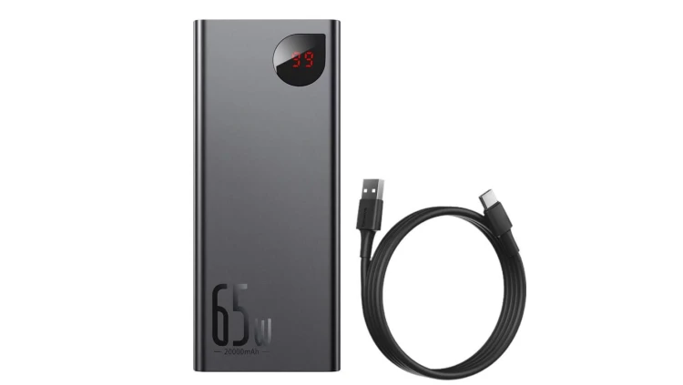 Powerbank Baseus Adaman Metal 20000mAh, PD, QC 3.0, 65W, 2xUSB + USB-C + micro USB, (czarny)