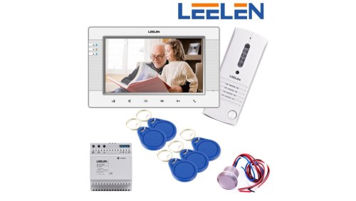 Zestaw wideodomofonowy z monitorem 7cali JB305_V34 / No9 / zasilacz na szynę DIN + Czytnik + 5 x brelok RFID