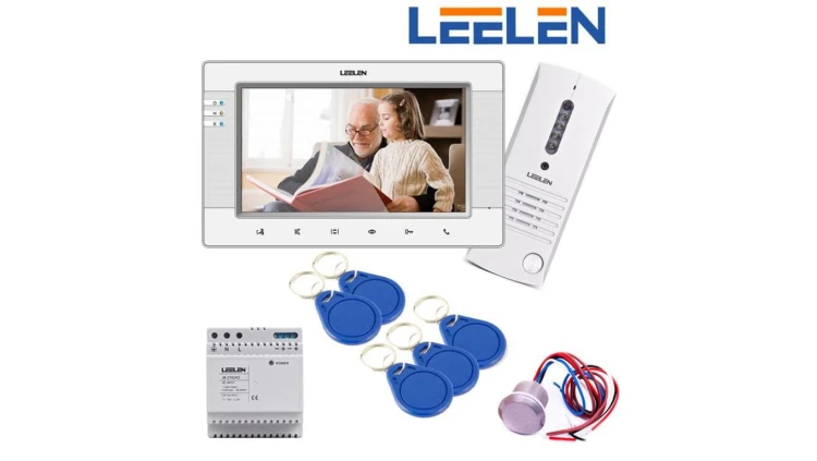 Zestaw wideodomofonowy z monitorem 7cali JB305_V34 / No9 / zasilacz na szynę DIN + Czytnik + 5 x brelok RFID