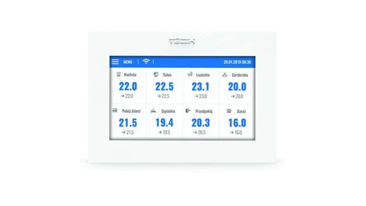 TECH ST-16S WiFi - Regulator pokojowy WiFi do sterowania siłownikami elektrycznymi 16 stref kolor biały