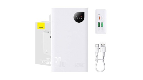 Powerbank Baseus Adaman 2, 20000mAh, 30W, 3xUSB, USB-C (biały)