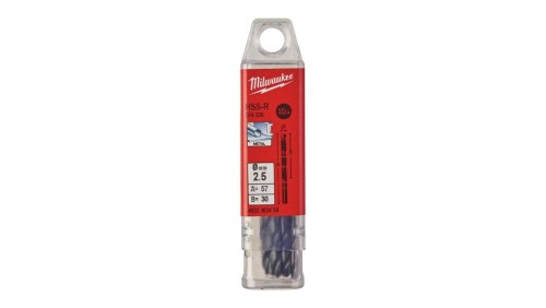 Wiertło do metalu HSS-R walcowane 2,5x30/57mm Zestaw 10szt MILWAUKEE