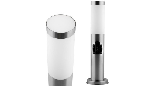 Lampa Ogrodowa Zewnętrzna E27 INOX SŁUPEK 45cm z Gniazdem 230V Lilium Lumiled