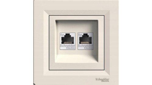 ASFORA Gniazdo teleinformatyczne kat.5e RJ45 + RJ12 kremowe EPH4900123