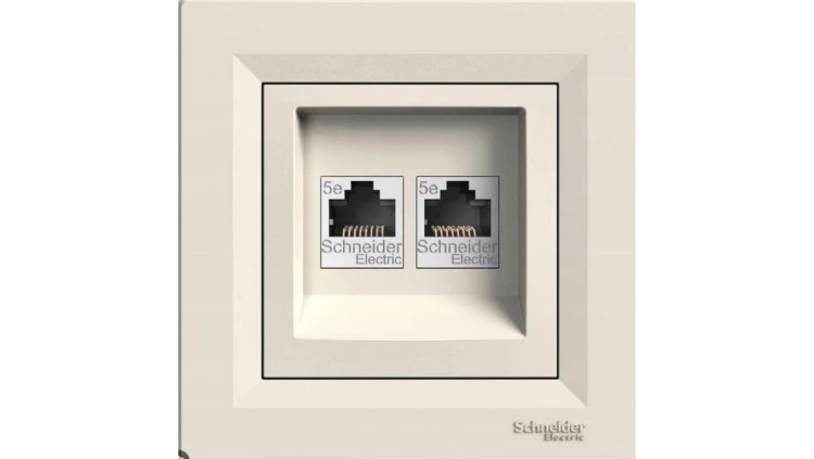ASFORA Gniazdo teleinformatyczne kat.5e RJ45 + RJ12 kremowe EPH4900123