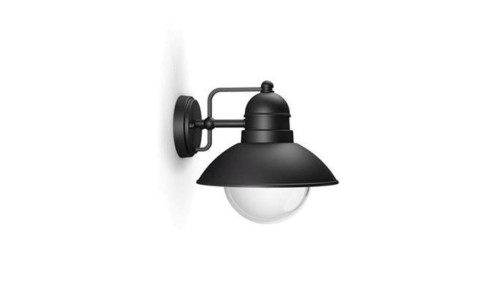 PHILIPS HOVERFLY CZARNY OPRAWA ŚCIENNA KINKIET ELEWACYJNY 1X E27/ 60W IP44 ALUMINIUM/ SZKŁO
