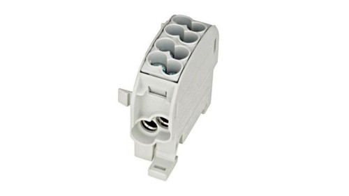 Zacisk rozgałęźny 1-bieg.,25 mm²,szary,mont.tylko TH35 stal