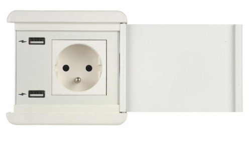SOURCE COVER gniazdo W/W/W 1xUTE ład. USB A/A 12W przewód 2m z wtyczką czarny 8170