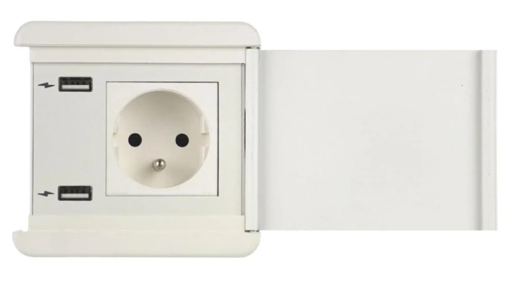 SOURCE COVER gniazdo W/W/W 1xUTE ład. USB A/A 12W przewód 2m z wtyczką czarny 8170