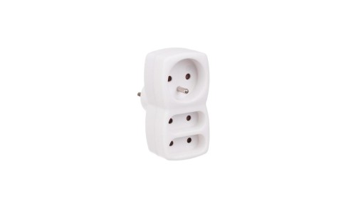 Rozgałęźnik 3-gniazdowy - 2x2P-euro, 1x2P+Z, uziemienie, biały / 24005