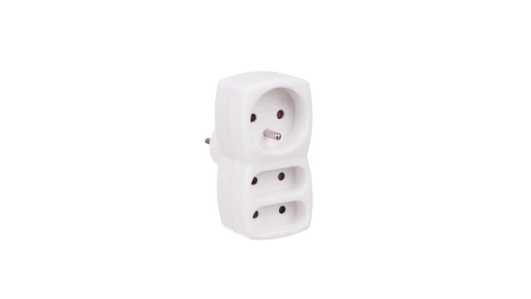 Rozgałęźnik 3-gniazdowy - 2x2P-euro, 1x2P+Z, uziemienie, biały / 24005