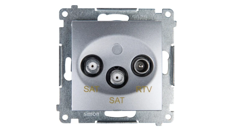 Simon 54 Gniazdo antenowe RTV/SAT/SAT końcowe srebrny mat DASK2.01/43