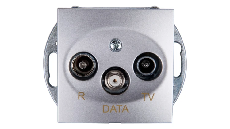 Simon 54 Gniazdo antenowe RD/TV/DATA srebrny mat DAD.01/43