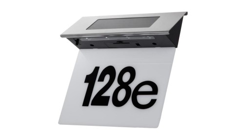 Solarna lampa LED z numerem domu Maclean, IP44, 1W, 100lm, 6000K, akumulator 600 mAh, 2,5V DC 70mA, MCE423