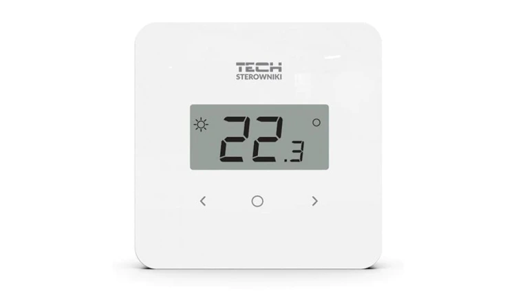TECH T-2.1 - Regulator pokojowy przewodowy dwustanowy kolor biały duże cyfry