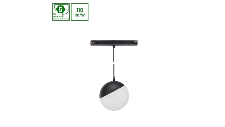 SYSTEM SHIFT - GLOBE P oprawa kula zwis na szynoprzewód 100 (850mm kabel) 5W 165st czarna 5 lat gw.
