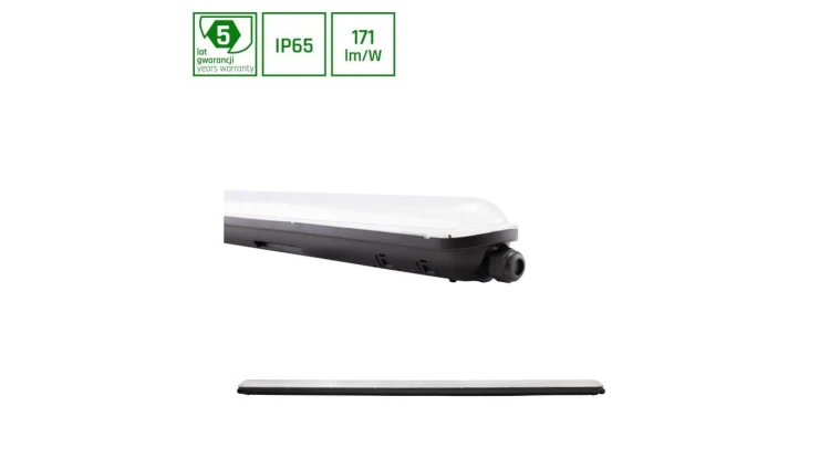 LIMEA GIGANT HERMETYK 1500mm 52W NW 230V 120ST IP65 IK10 1490x72x70mm CZARNY 5 LAT GW.