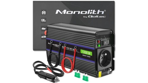 Qoltec Przetwornica napięcia Monolith 1200 MS Wave 12V na 230V 600/1200W USB