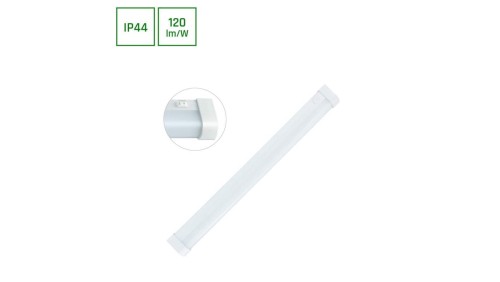 AQUATICA 15W WW 230V 150st IP44 596x46x63 BIAŁY okrągła końcówka, włącznik